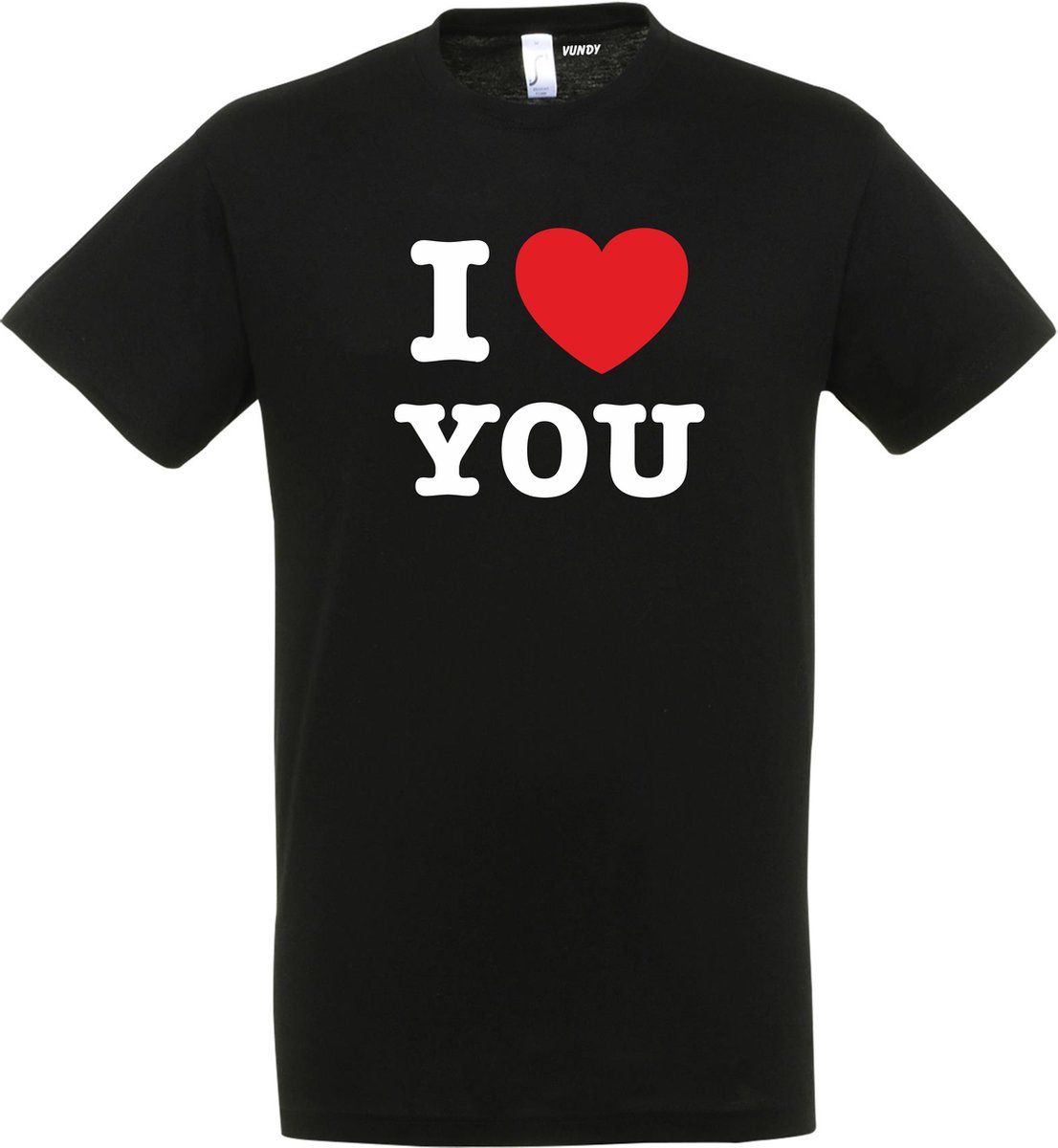 T-shirt I Love You | valentijn cadeautje voor hem haar | valentijn | valentijnsdag cadeau | Zwart | maat 5XL